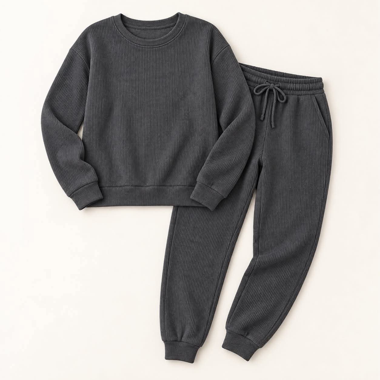 (2026 Ribbed Bamboo Joggers) Mommy Gray