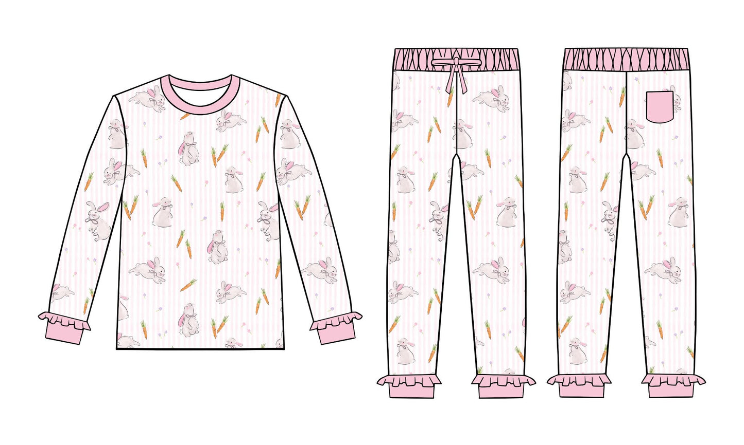 Extras (2025 CYBER Monday) Long Sleeve Bunny Stripe Set