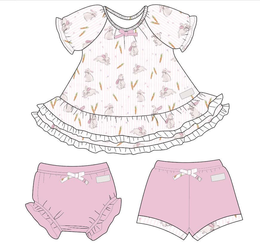 Extras (2025 CYBER Monday) Short Sleeve Bunny Stripe Set