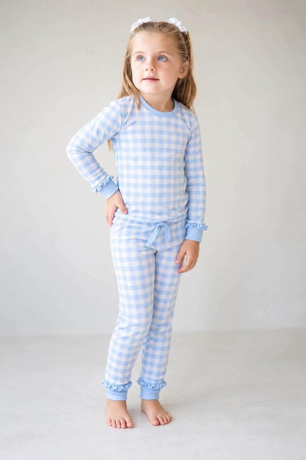(2026 Winter Keepsake) Blue Gingham Long Sleeve Set