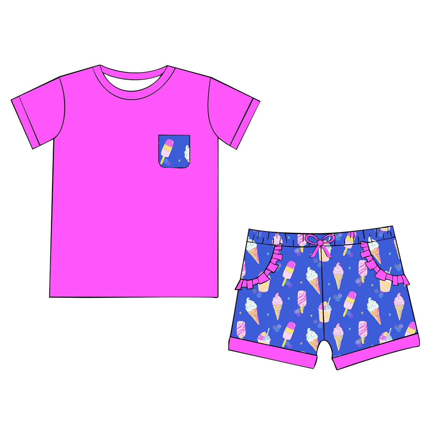 Extras (2026 Summer Vibes) Ice Cream Short Sleeve Set