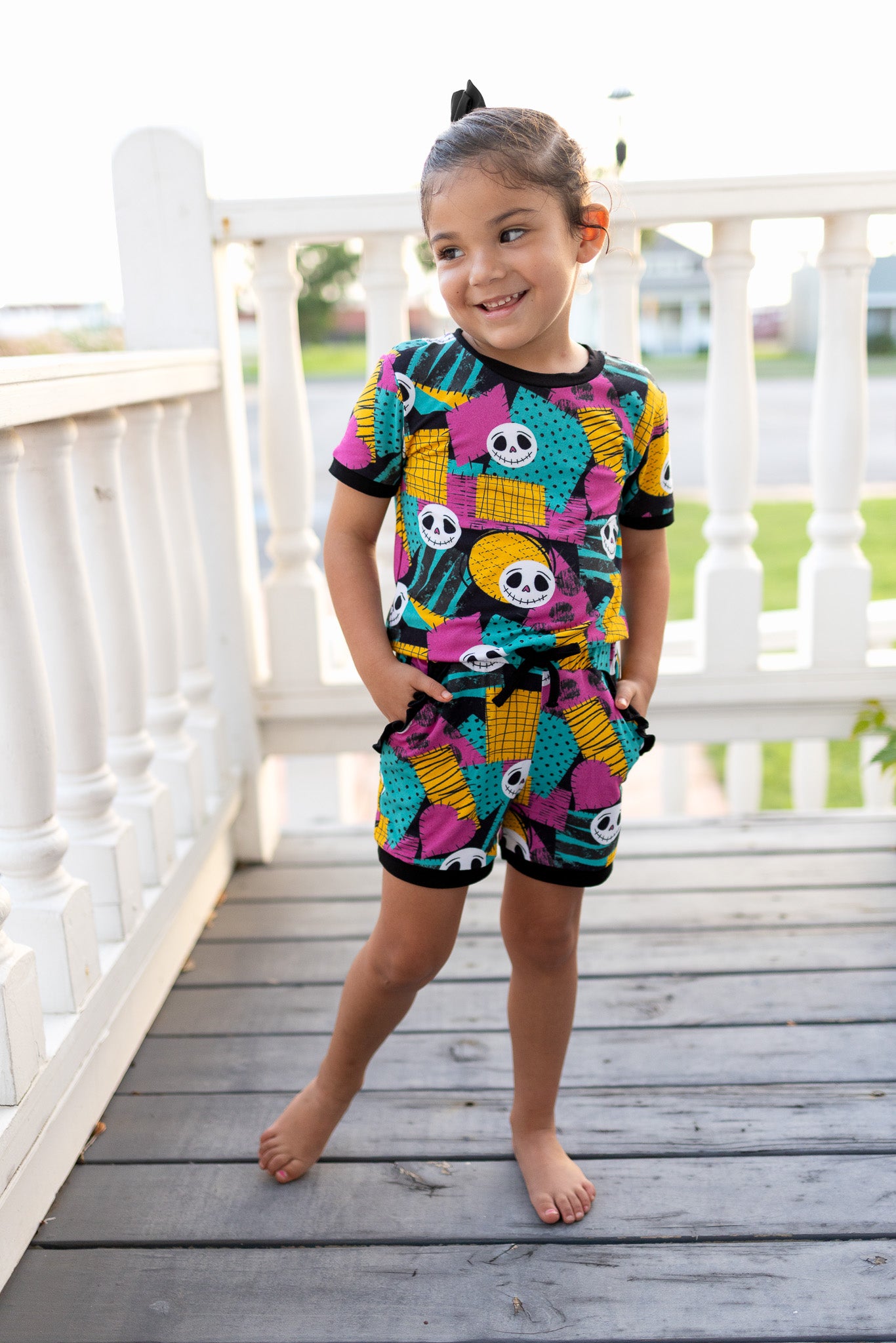 (2026 Halloween Lounge) Skeleton Friends Short Sleeve Set