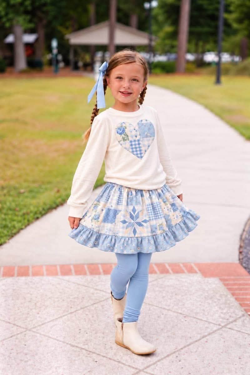 (2026 Winter Keepsake) Patchwork Skort Set