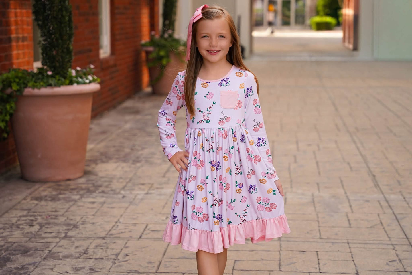 (2026 Fall Keepsake Collection) Long Sleeve Floral Twirl Dress