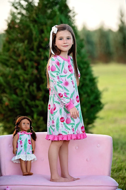 Extras (2025 Nutcracker) Print Long Sleeve Gown