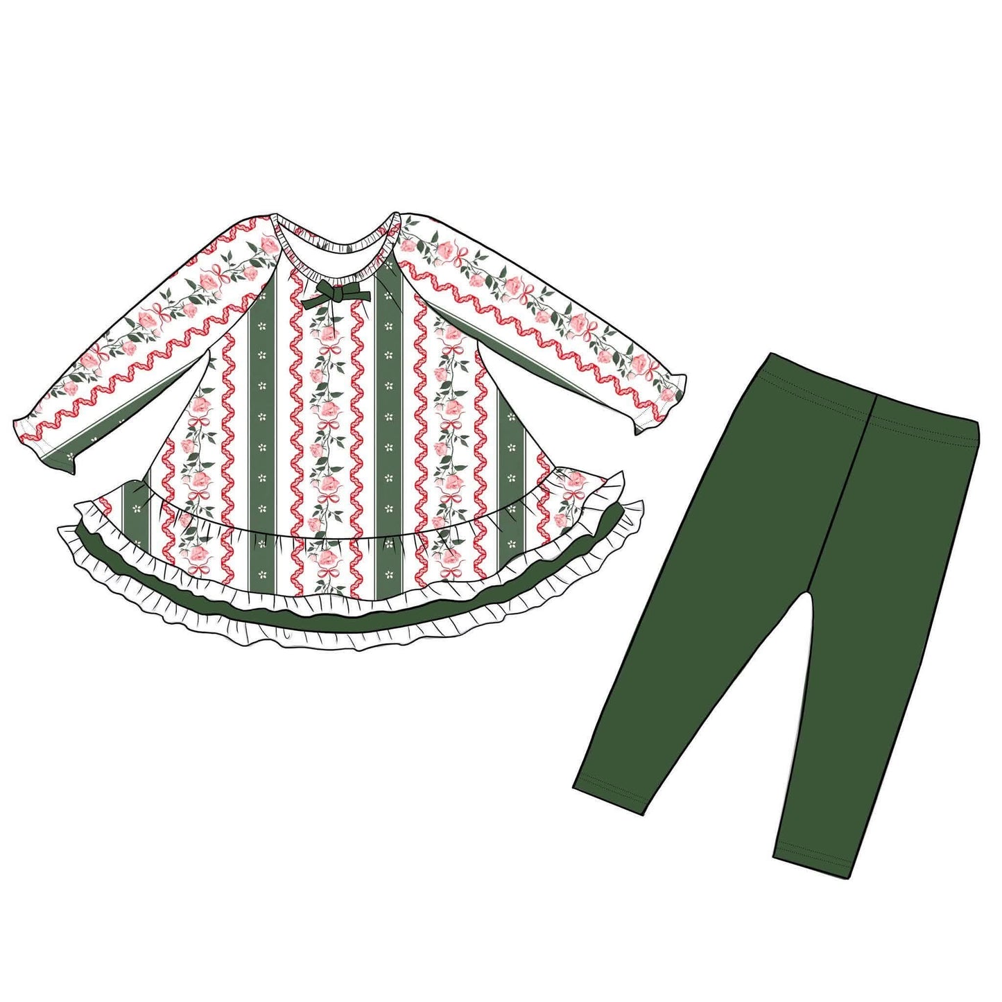 (2026 Christmas Keepsake) Long Sleeve Comfort Dress with Leggings