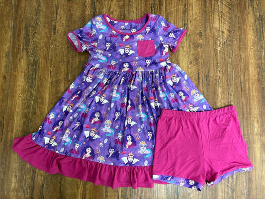 Extras(2026 Villains) Short Sleeve Twirl Dress