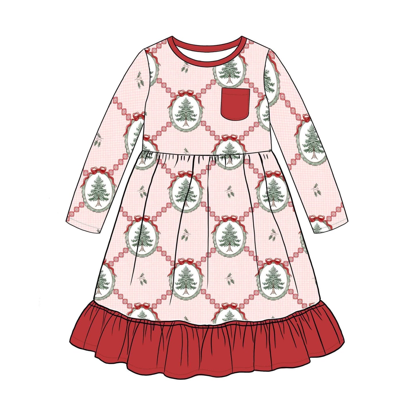 (2026 Christmas Keepsake)Christmas Tree Twirl Dress