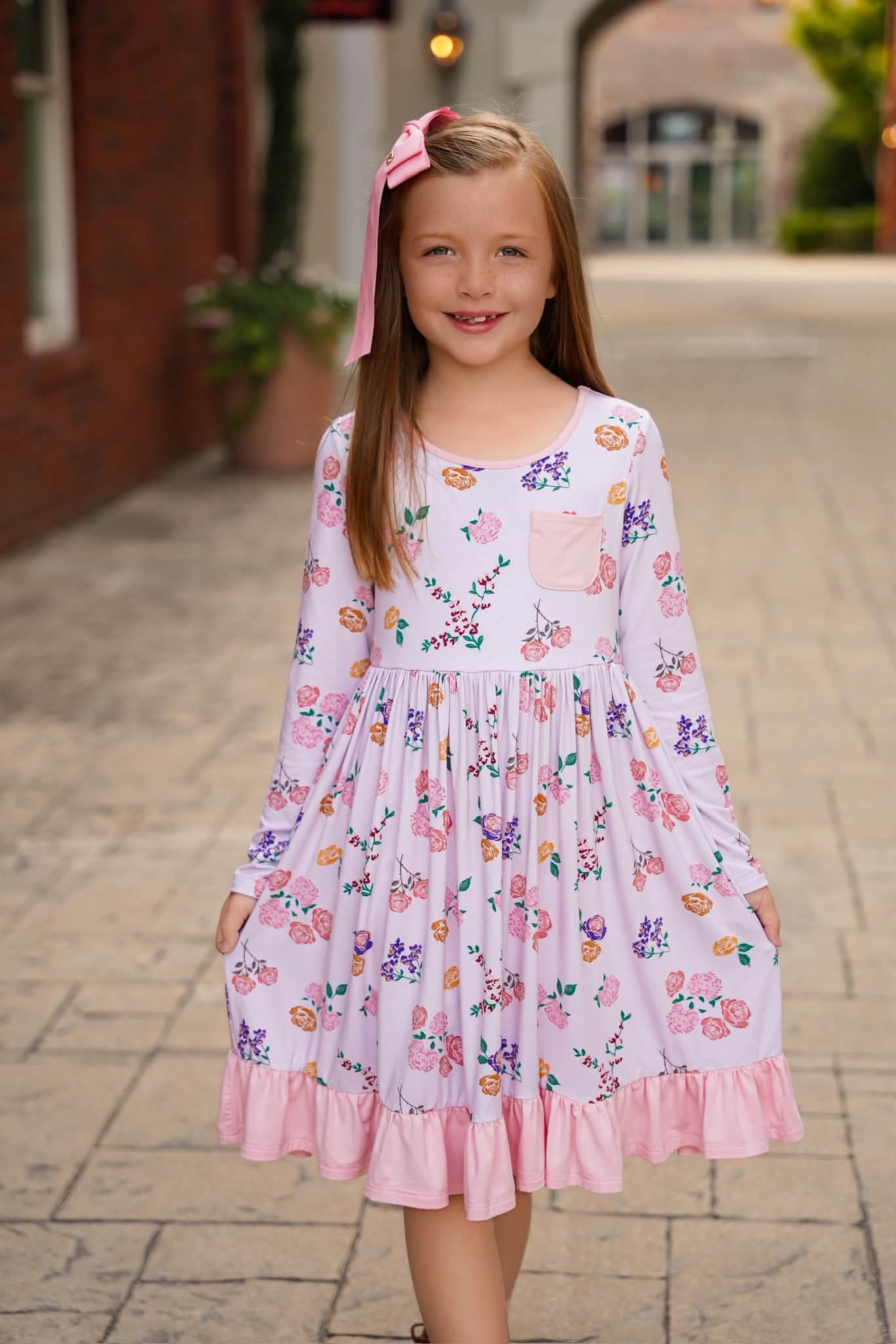 (2026 Fall Keepsake Collection) Long Sleeve Floral Twirl Dress