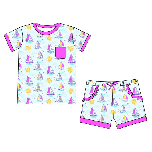Extras (2026 Summer Vibes) Sailboat Short Sleeve Set
