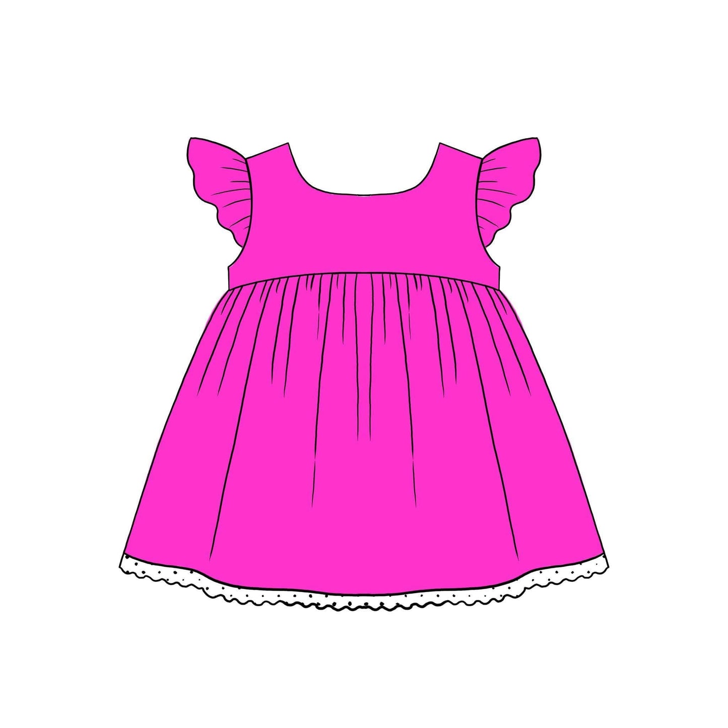 Extras (2026 BYOB) Hot Pink Flutter Sleeve Top