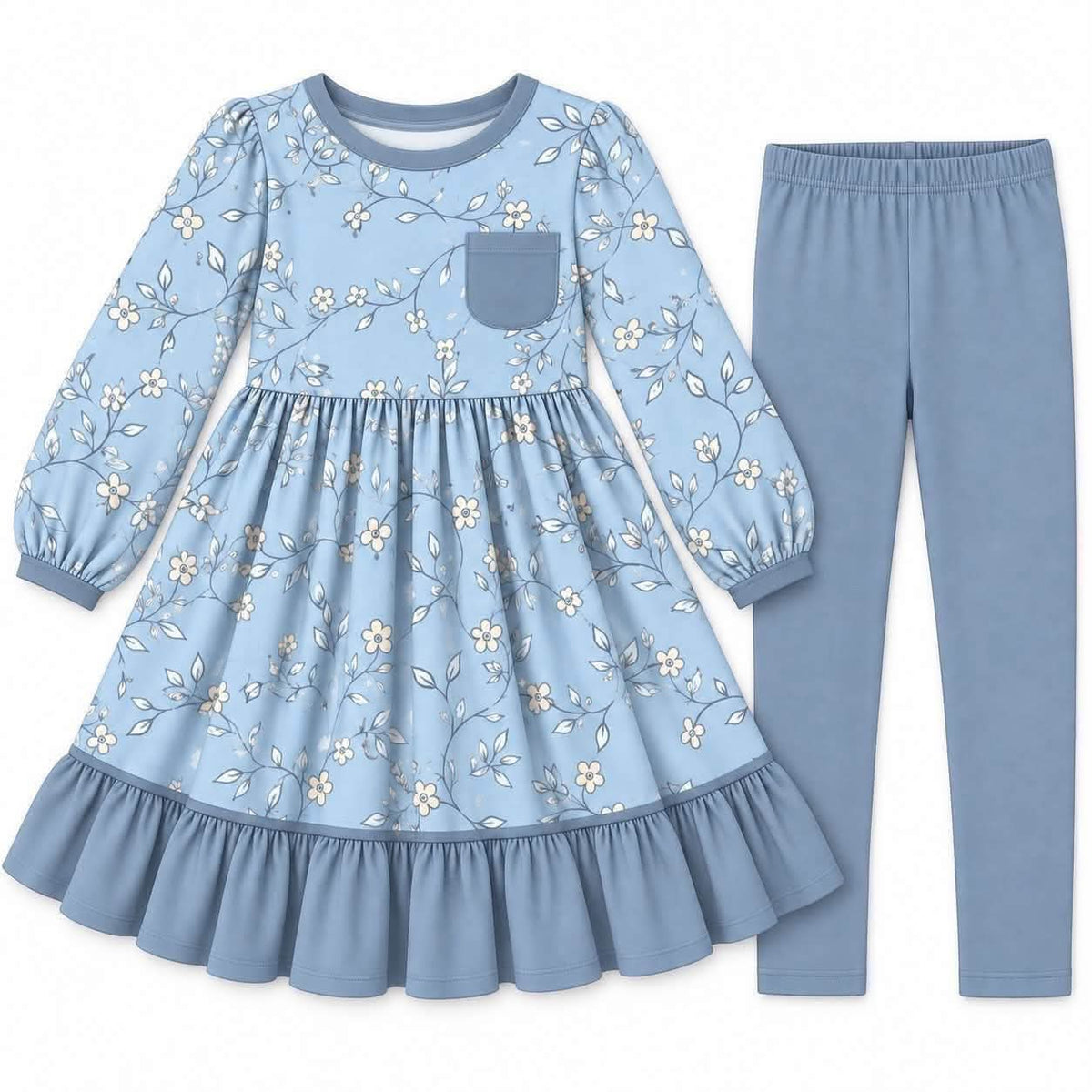 (2026 Winter Keepsake) Floral Long Sleeve Twirl Dress